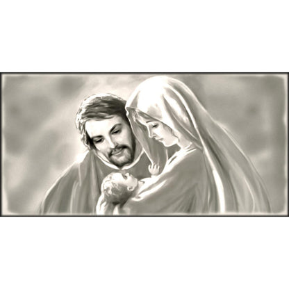 Quadro religioso Sacra Famiglia Grigio su tela