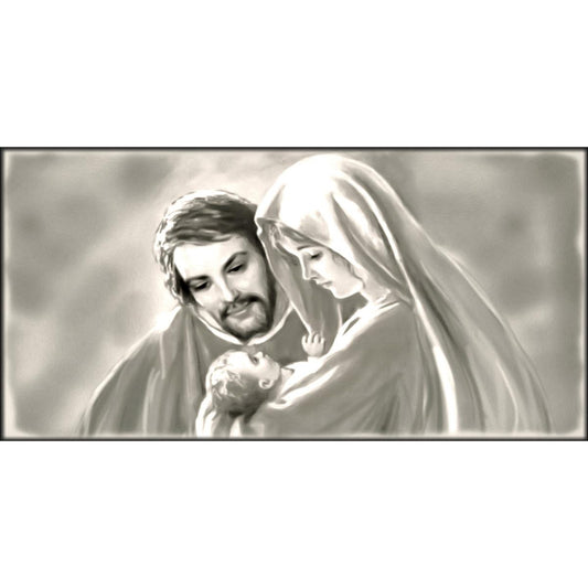 Quadro religioso Sacra Famiglia Grigio su tela