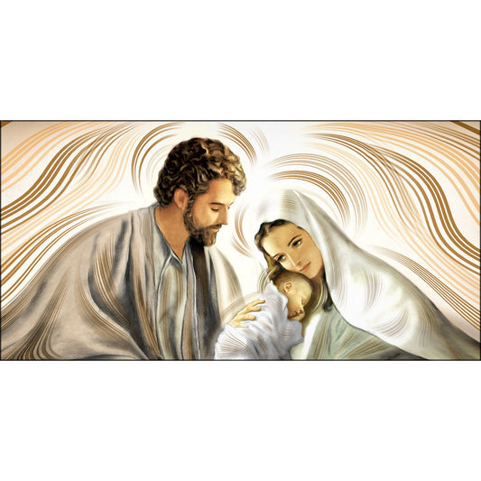 Quadro religioso Natività Sacra Beige su tela