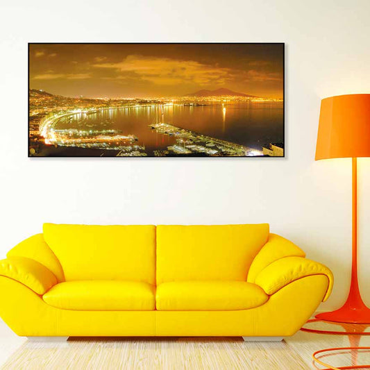 Quadro città Napoli di Notte su tela