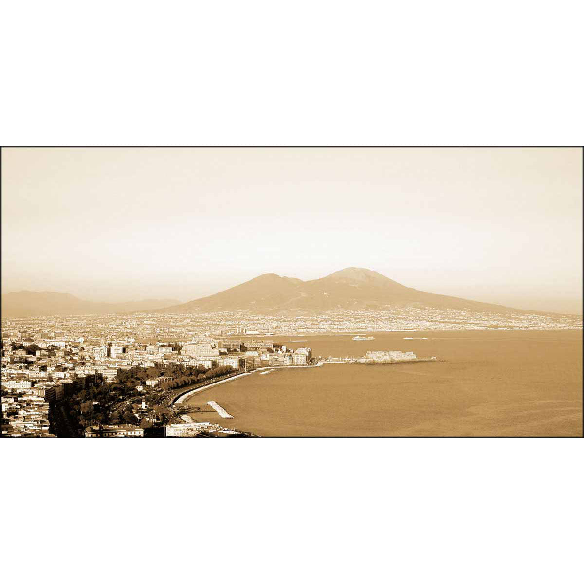 Quadro città Napoli in Seppia su tela