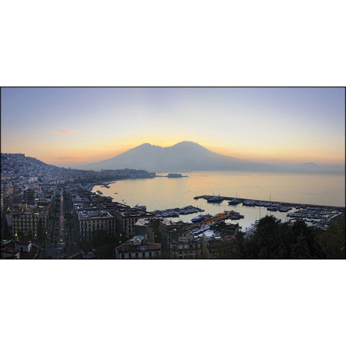 Quadro città Napoli all’Alba su tela