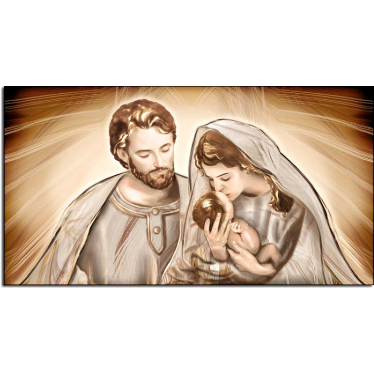 Quadro religioso Il Bacio di Maria Brown su tela