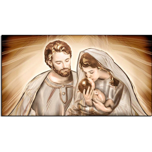 Quadro religioso Il Bacio di Maria Brown su tela