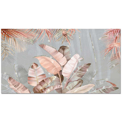 Quadro Foglie Tropical Pink su tela con glitter