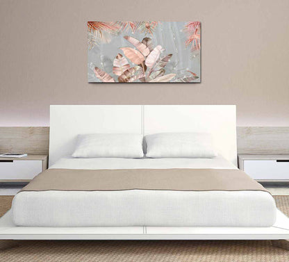 Quadro Foglie Tropical Pink su tela con glitter