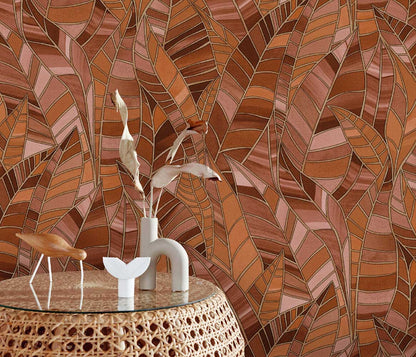 Carta da parati moderna Mosaic Leaves 2