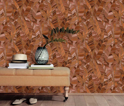 Carta da parati moderna Mosaic Leaves 2
