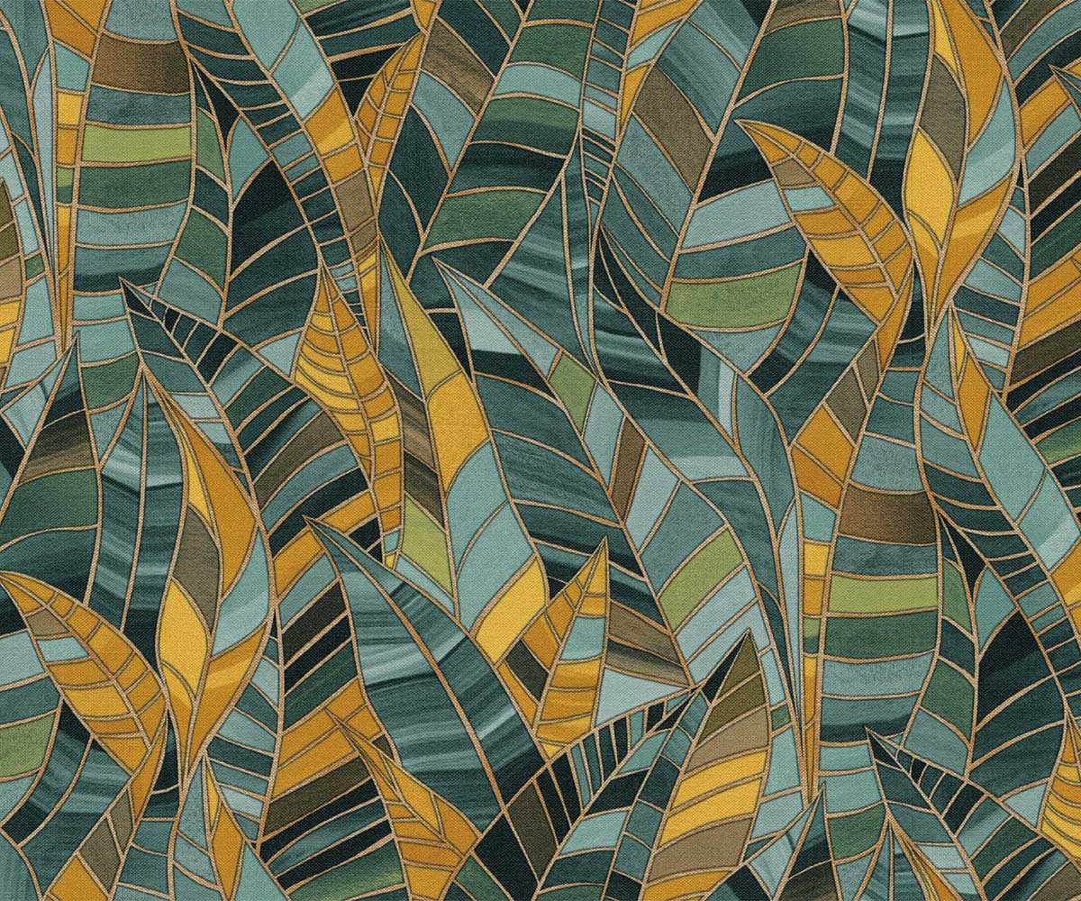Carta da parati moderna Mosaic Leaves 1