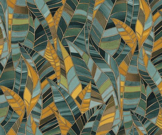 Carta da parati moderna Mosaic Leaves 1