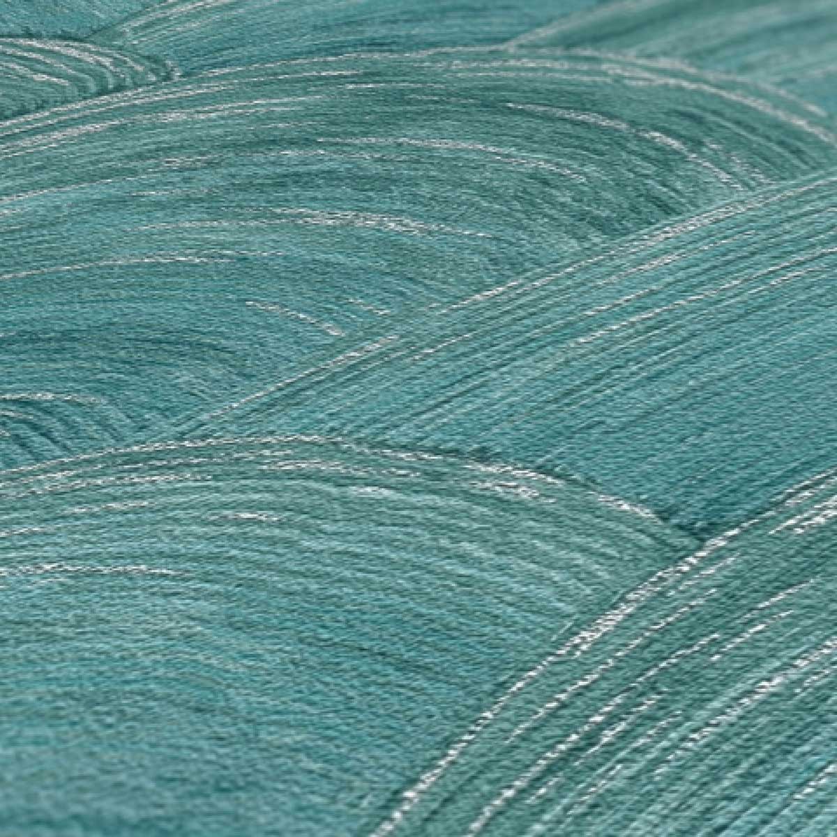 Carta da parati Art Deco Dune Verde Argento in TNT con glitter