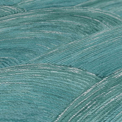 Carta da parati Art Deco Dune Verde Argento in TNT con glitter