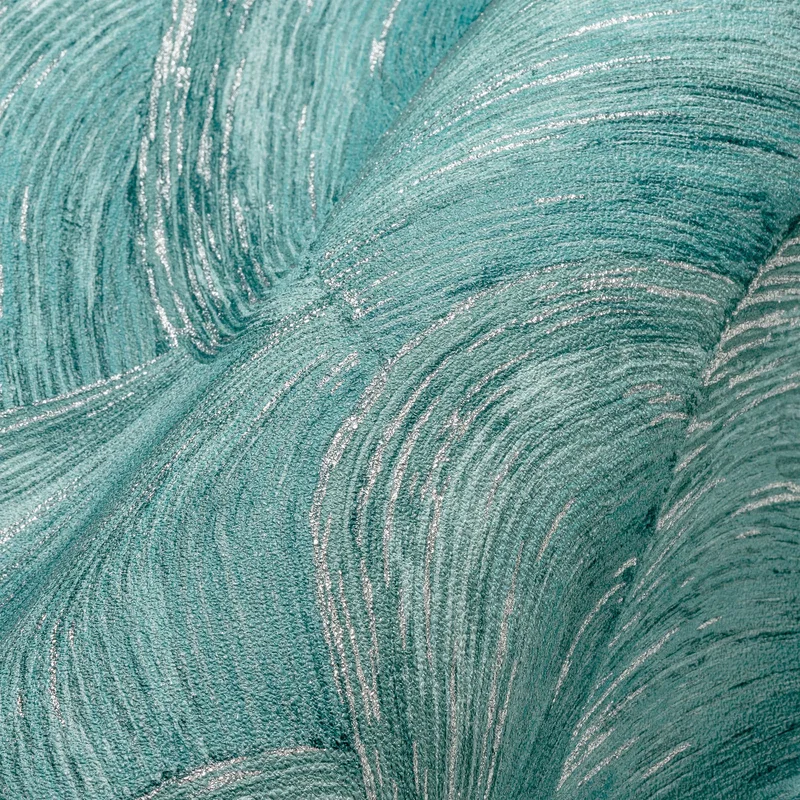 Carta da parati Art Deco Dune Verde Argento in TNT con glitter