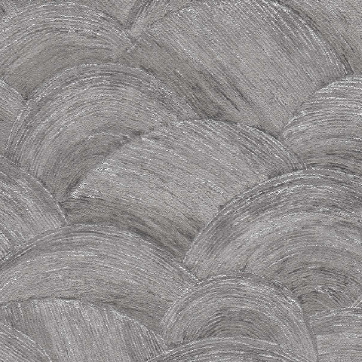 Carta da parati Art Deco Dune Grigio Argento in TNT con glitter