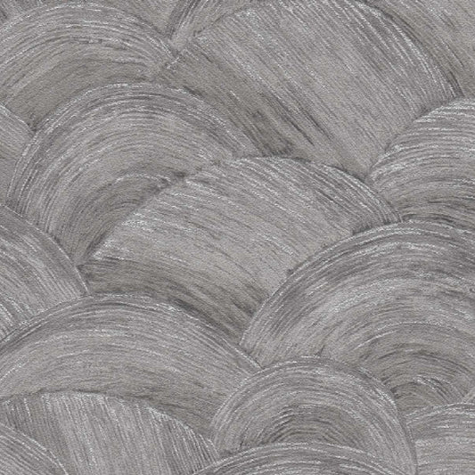Carta da parati Art Deco Dune Grigio Argento in TNT con glitter