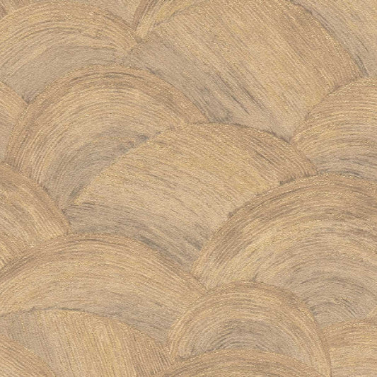 Carta da parati Art Deco Dune Beige Oro in TNT con glitter