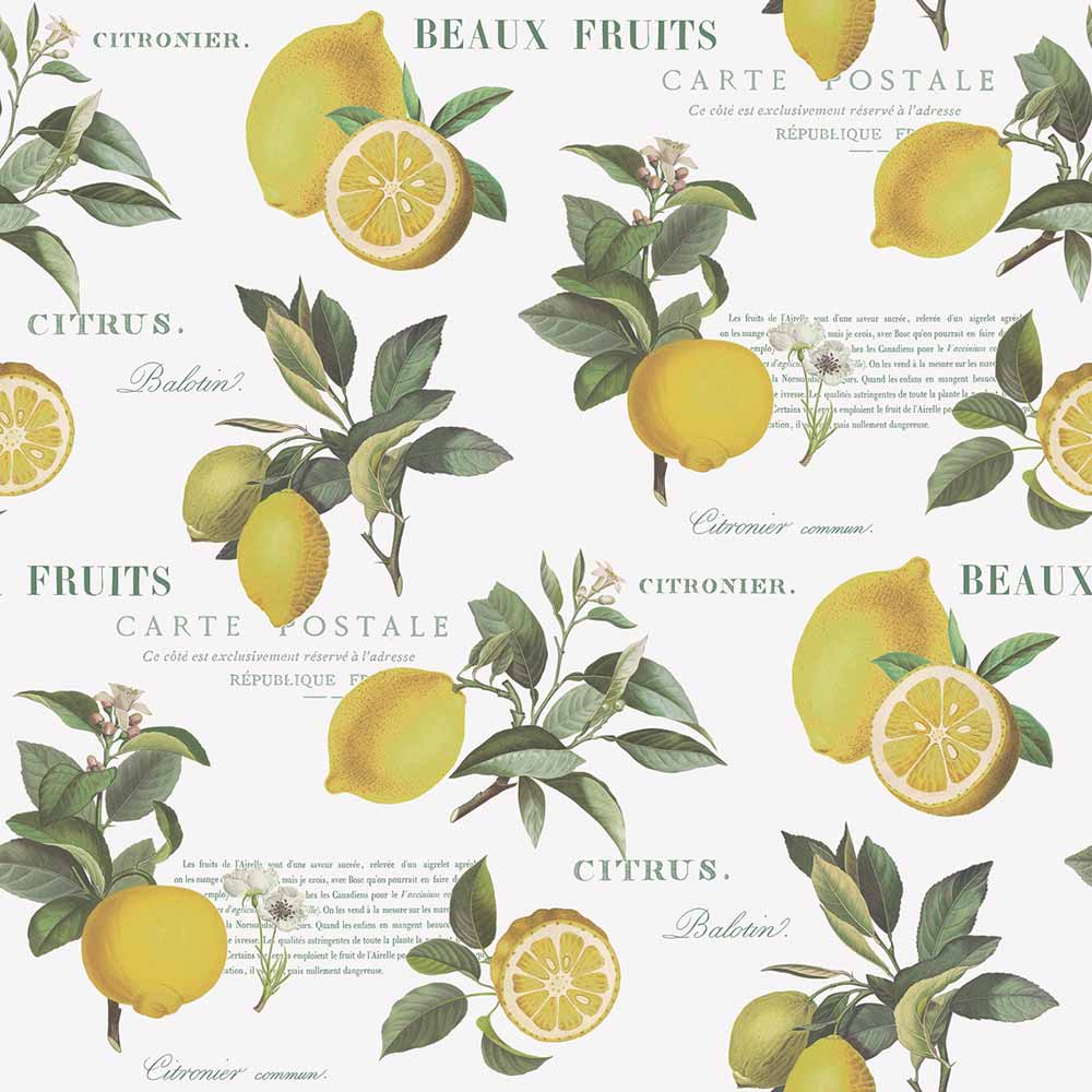 Carta da parati Limoni sfondo bianco