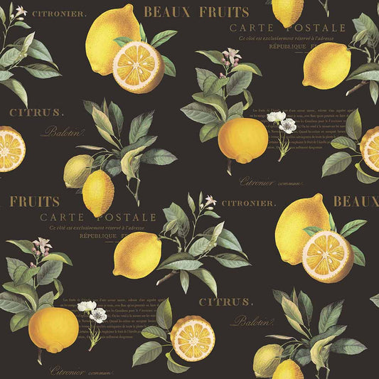 Carta da parati Limoni sfondo nero