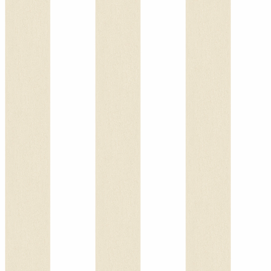 Carta da parati a righe medie Beige e Bianco in TNT