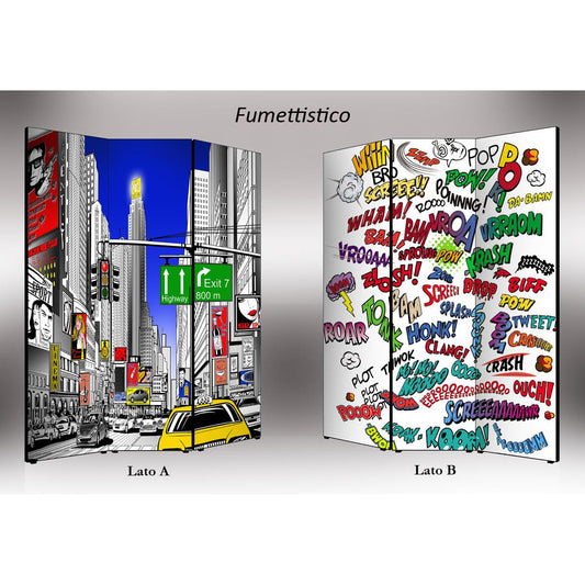 Separè paravento Fumettistico bifacciale