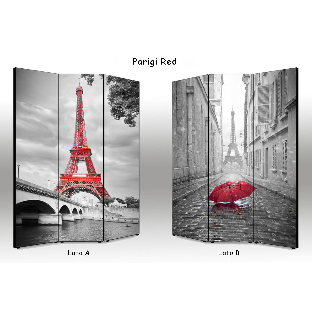 Separè paravento Parigi Red bifacciale