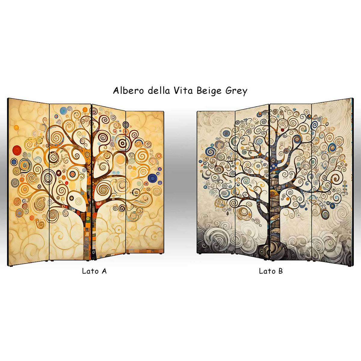 Separé paravento Albero della Vita Beige Grey bifacciale