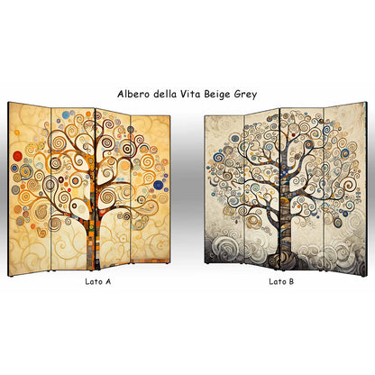 Separé paravento Albero della Vita Beige Grey bifacciale