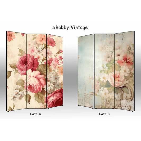Separé paravento Shabby Vintage bifacciale