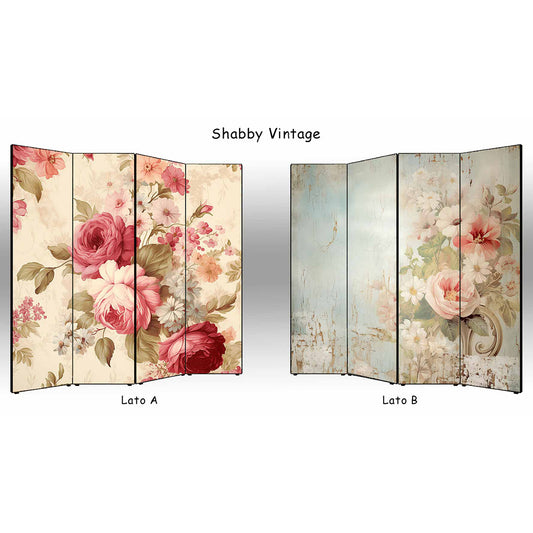 Separé paravento Shabby Vintage bifacciale