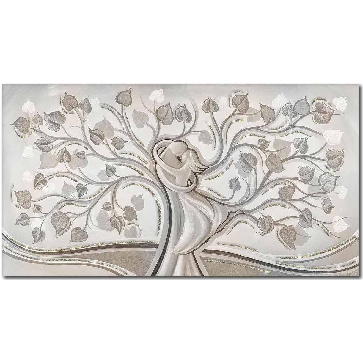 Quadro religioso Abbraccio nell'Albero su tela con glitter