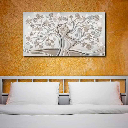 Quadro religioso Abbraccio nell'Albero su tela con glitter
