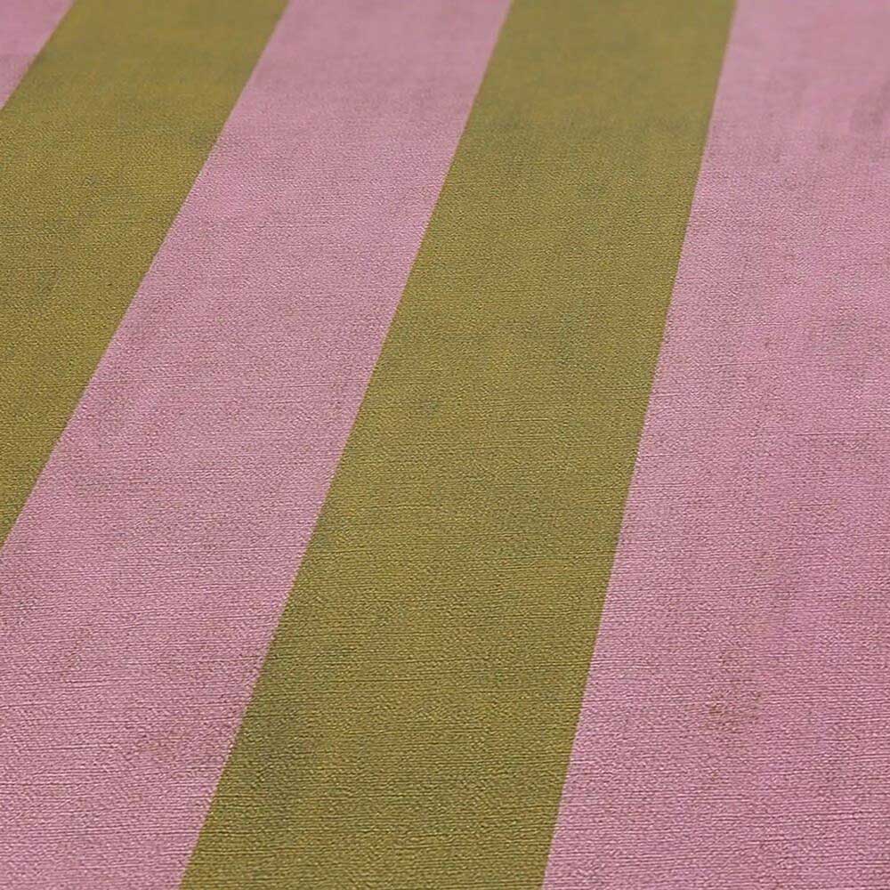 Carta da parati a righe Rosa e Verde Oro in TNT