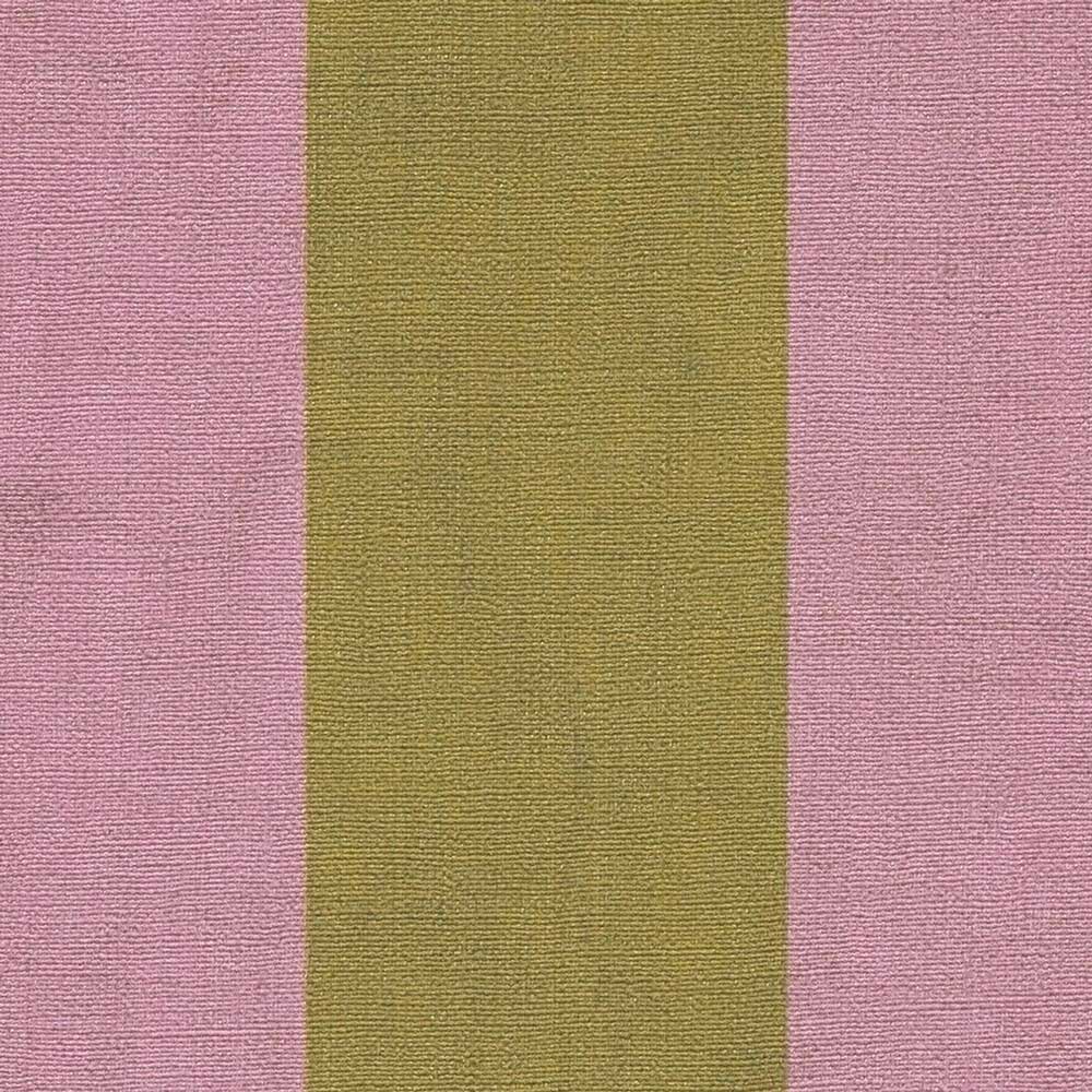 Carta da parati a righe Rosa e Verde Oro in TNT