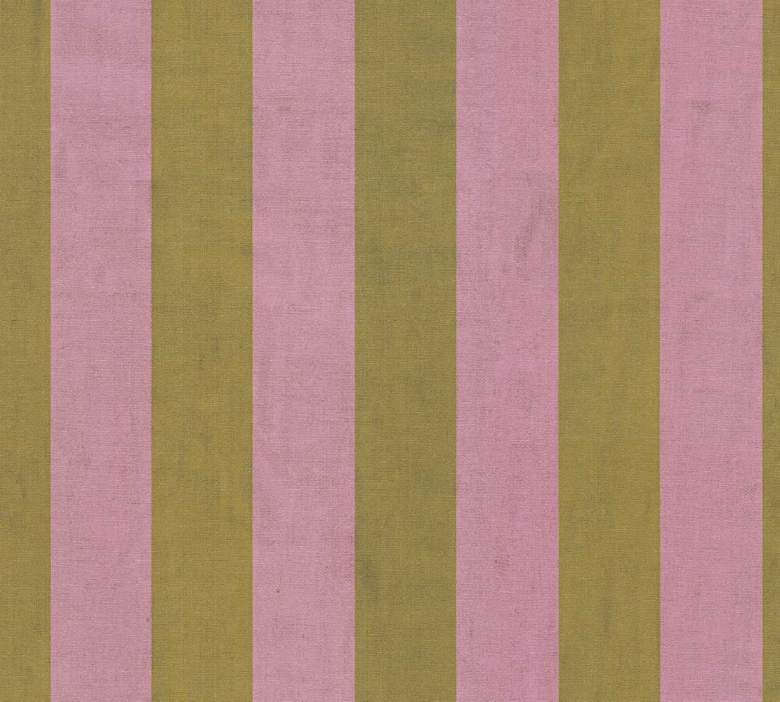 Carta da parati a righe Rosa e Verde Oro in TNT