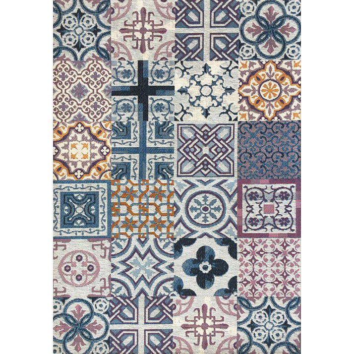 Tappeto bagno cucina Azulejos Azzurro antiscivolo