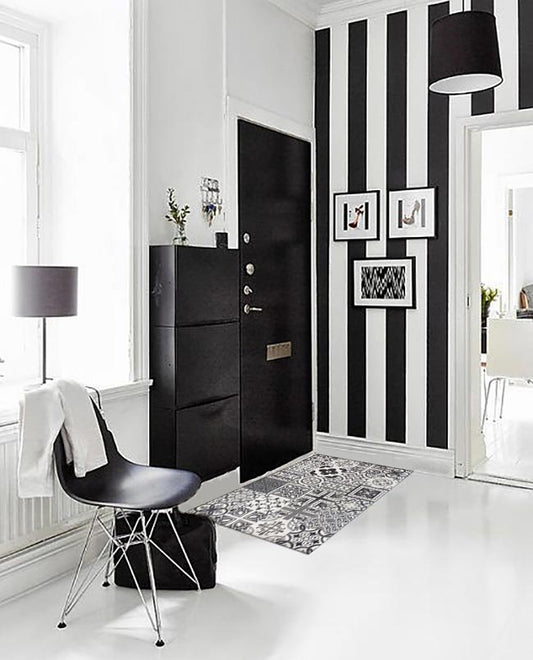 Tappeto bagno cucina Azulejos Nero antiscivolo
