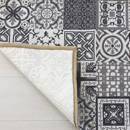 Tappeto bagno cucina Azulejos Nero antiscivolo