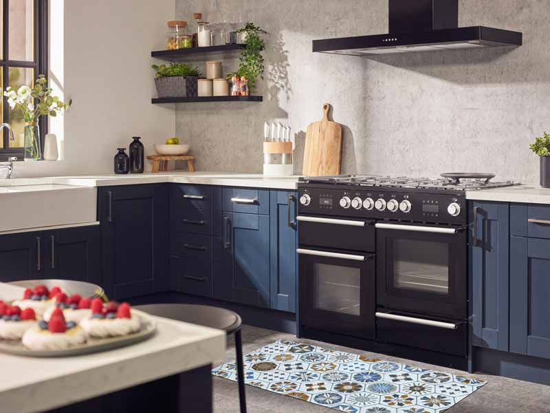 Tappeto bagno cucina Cementine Azzurro antiscivolo