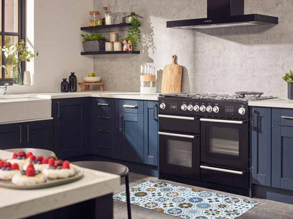 Tappeto bagno cucina Cementine Azzurro antiscivolo