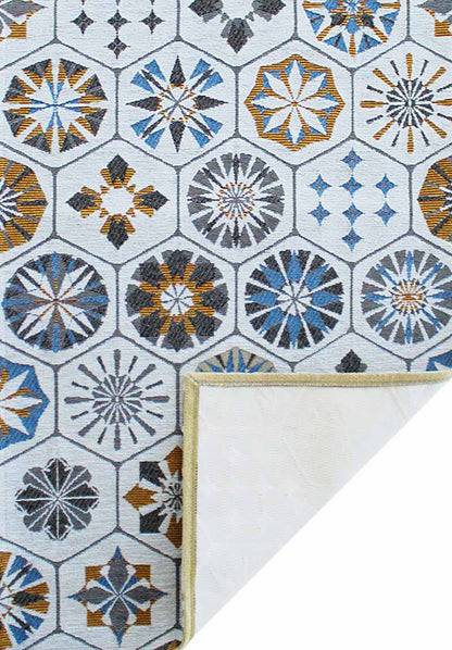 Tappeto bagno cucina Cementine Azzurro antiscivolo