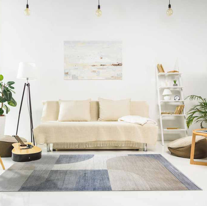 Tappeto moderno Lotus Azzurro Beige