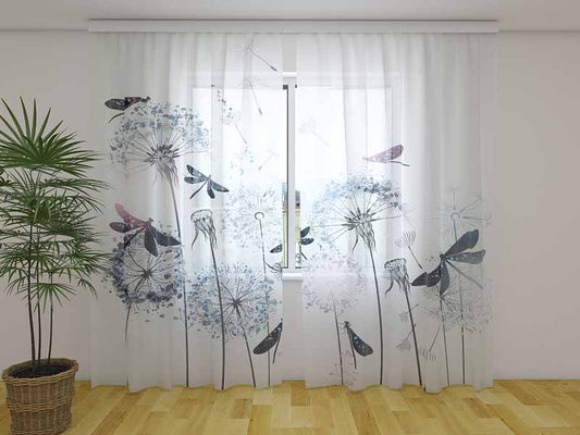 Tenda classica Soffioni e Libellule decorativa