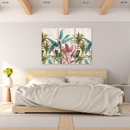 Quadro Tropical Leaves 3 pannelli su tela