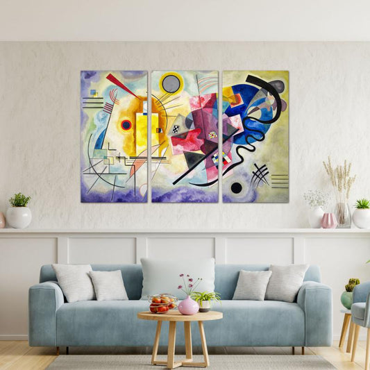 Quadro d'autore Kandinskij Giallo Rosso Blu 3 pannelli su tela