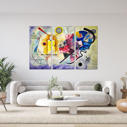 Quadro d'autore Kandinskij Giallo Rosso Blu 3 pannelli su tela
