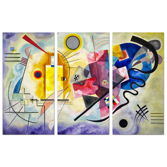 Quadro d'autore Kandinskij Giallo Rosso Blu 3 pannelli su tela