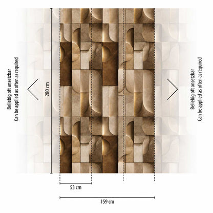 Carta da parati Geometric Bronze Shapes | pannello digitale in TNT