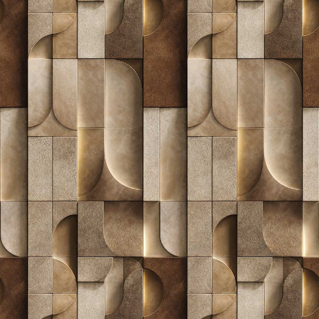 Carta da parati Geometric Bronze Shapes | pannello digitale in TNT