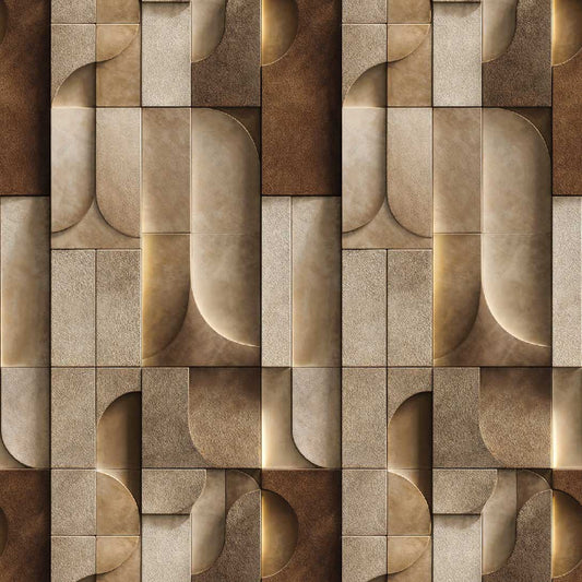 Carta da parati Geometric Bronze Shapes | pannello digitale in TNT