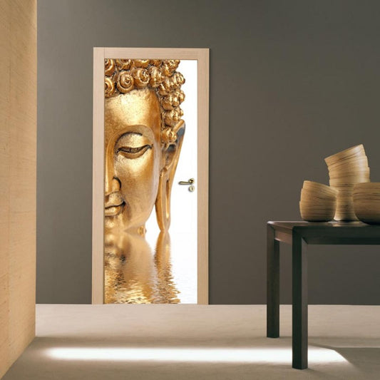 Adesivo per porta Buddha Dorato